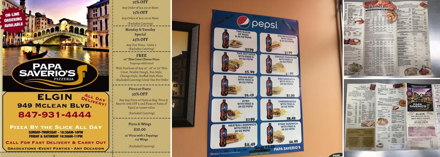 Papa Saverio's Pizzeria Menu