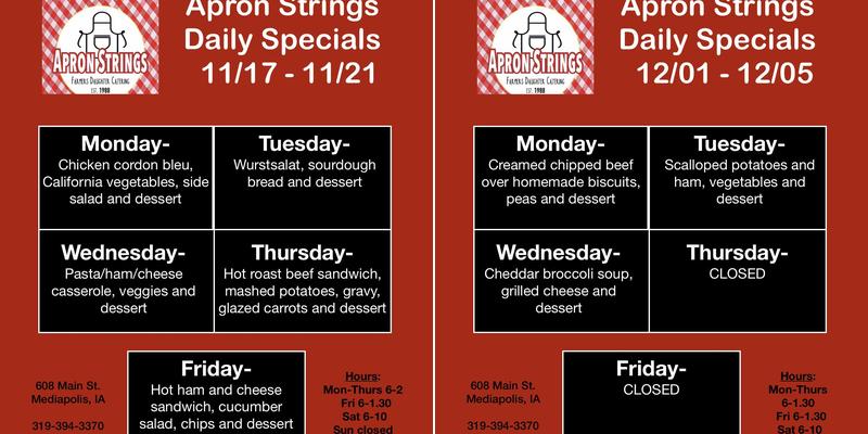 Apron Strings Menu