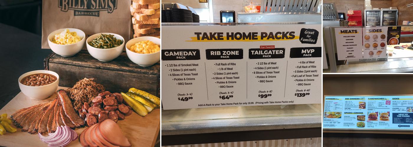Billy Sims BBQ Menu