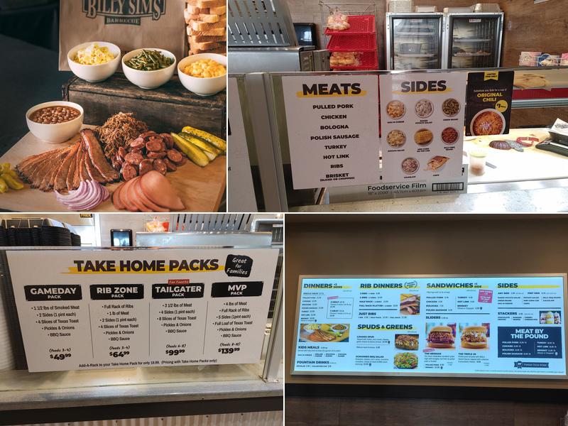 Billy Sims BBQ Menu