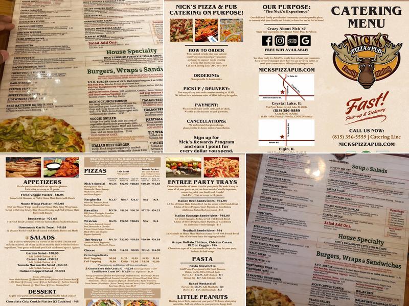Nick's Pizza & Pub Menu