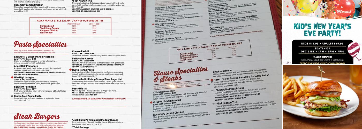 Moretti's Menu
