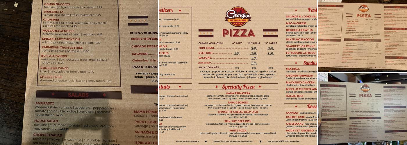 Georgio's Chicago Pizzeria & Pub Menu