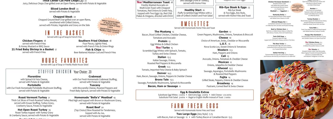 The Allwood Diner Menu