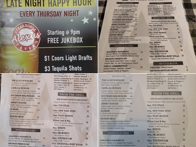Alexus Steakhouse & Tavern Menu
