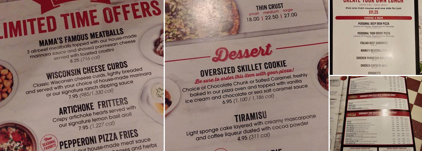 Giordano's Menu