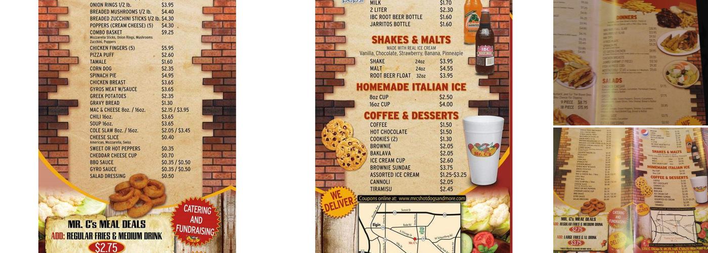 Mr. C's Hot Dogs and More Menu