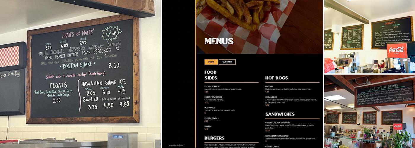 Van's Frozen Custard Menu