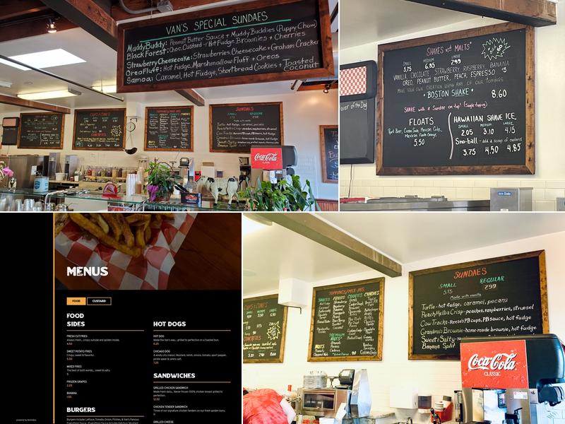 Van's Frozen Custard Menu