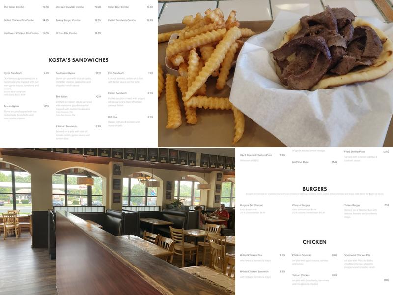 Kosta's Gyros Menu