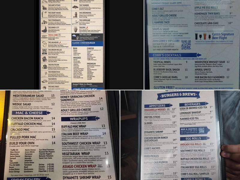 D.C. Cobb's Menu