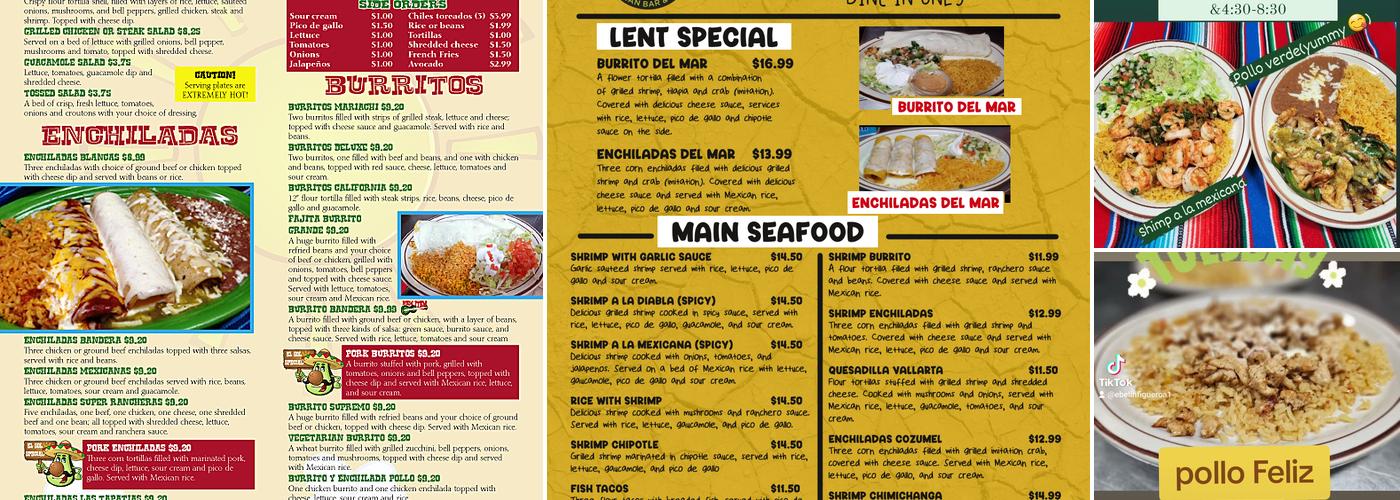 El Sol De Mexico Menu