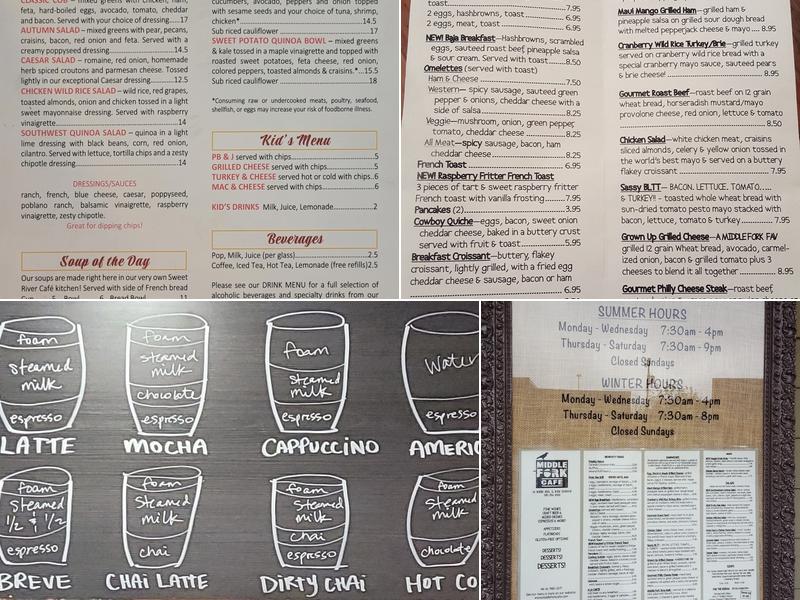 Sweet River Cafe Menu