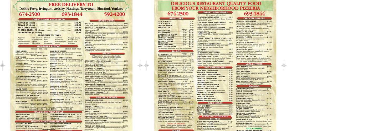 San Gennaro's Pizza Menu