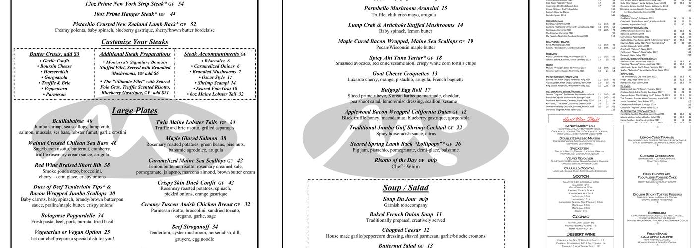 Montarra Menu