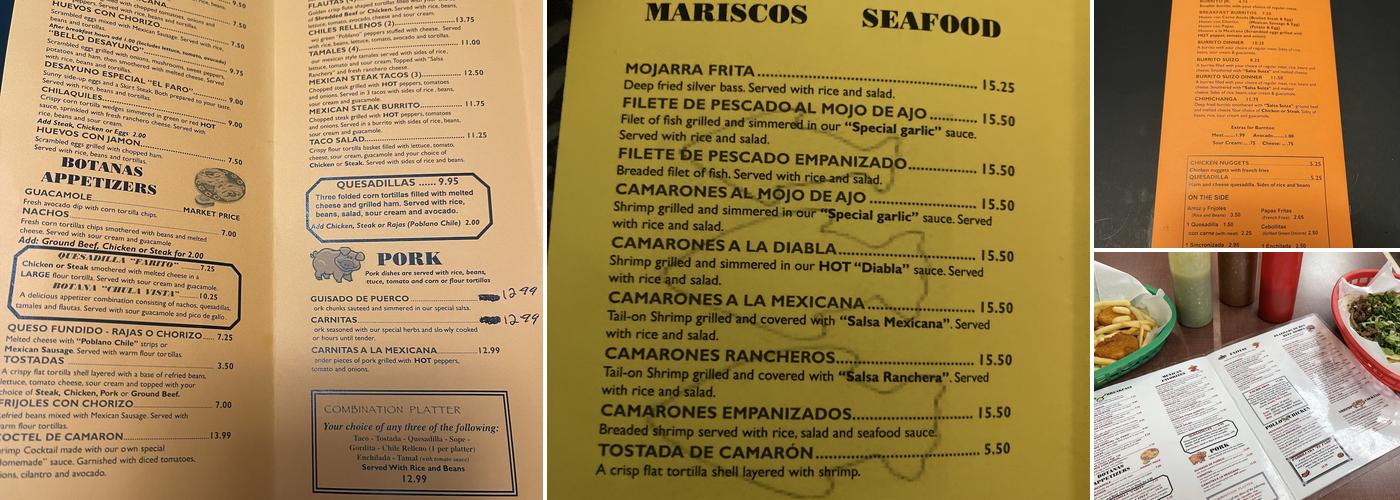 El Faro Restaurant Menu