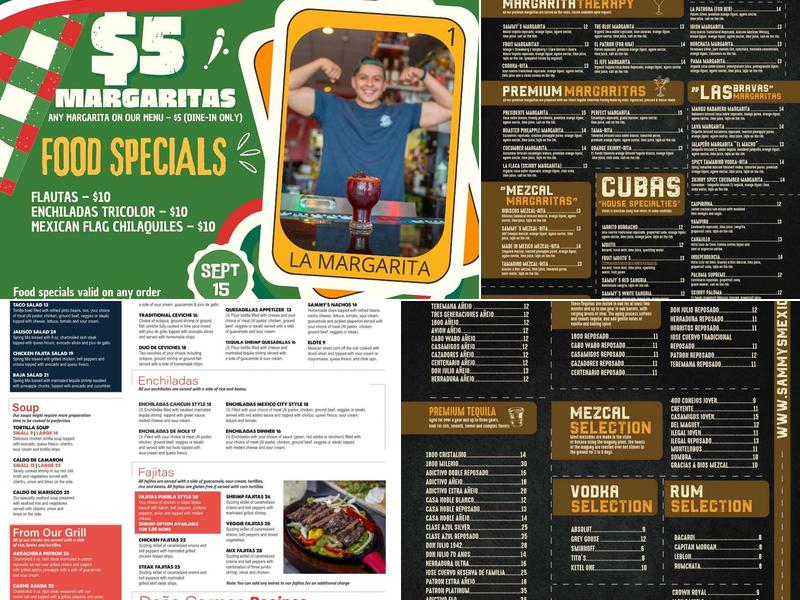 Sammy's Mexican Grill and bar Menu