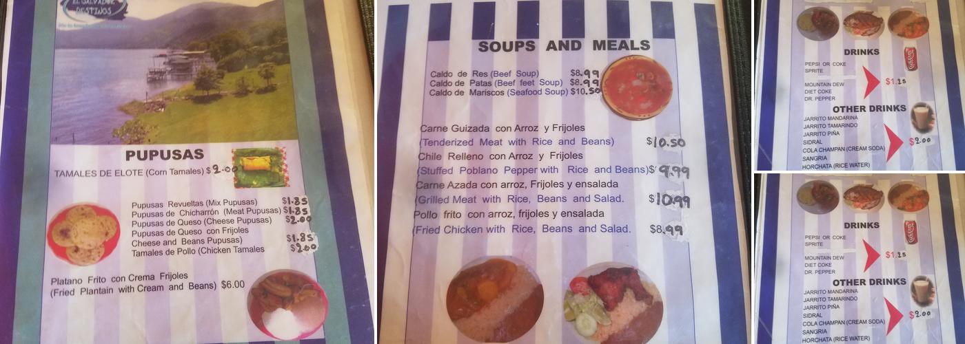 Pupuseria Juanita's Restaurant Menu