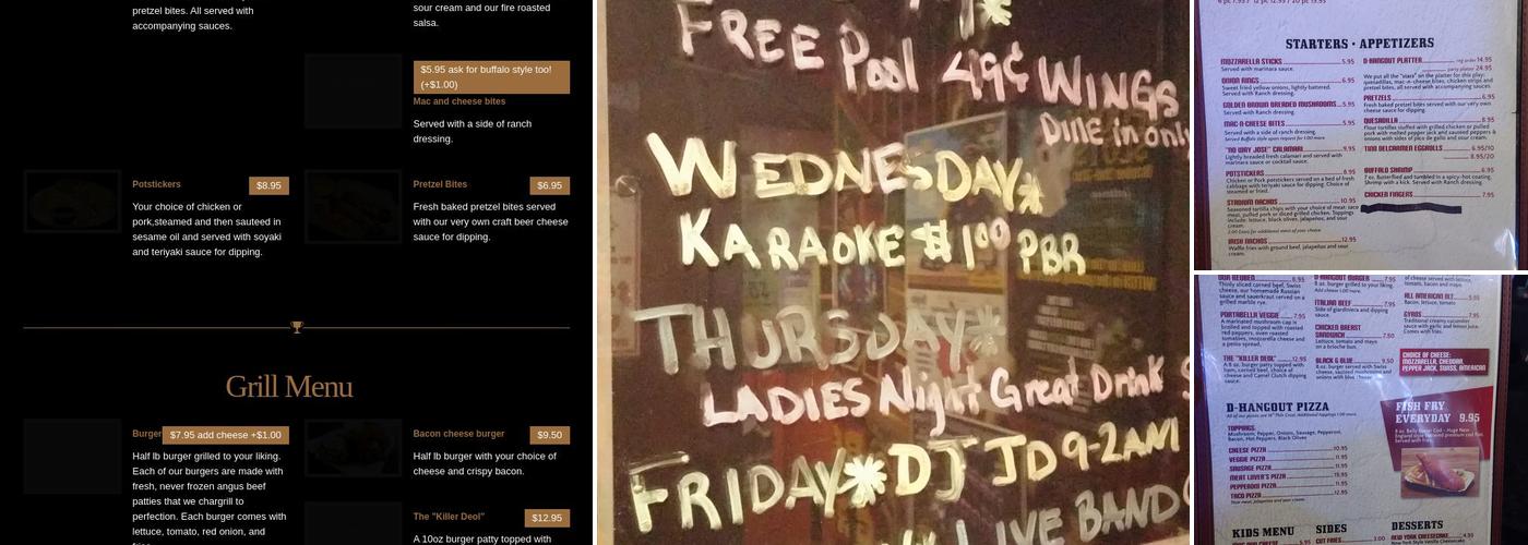 D Hangout Bar and Grill Menu