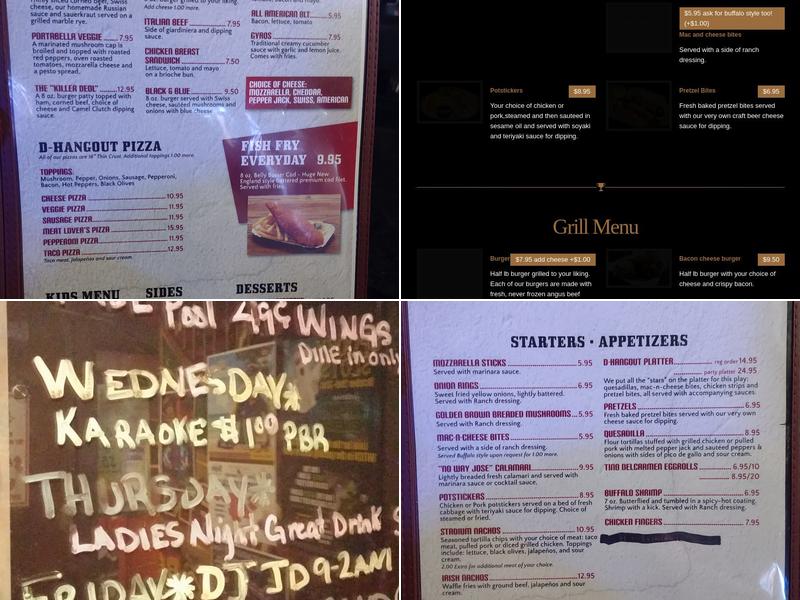 D Hangout Bar and Grill Menu