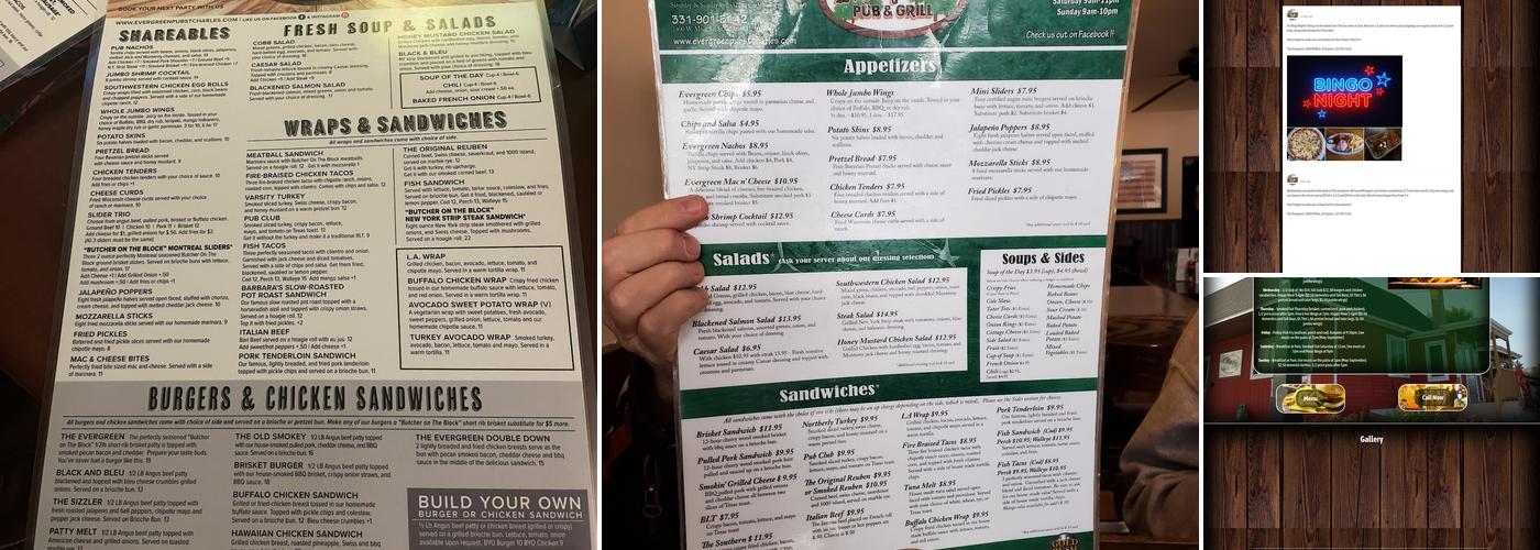 The Evergreen Pub & Grill Menu