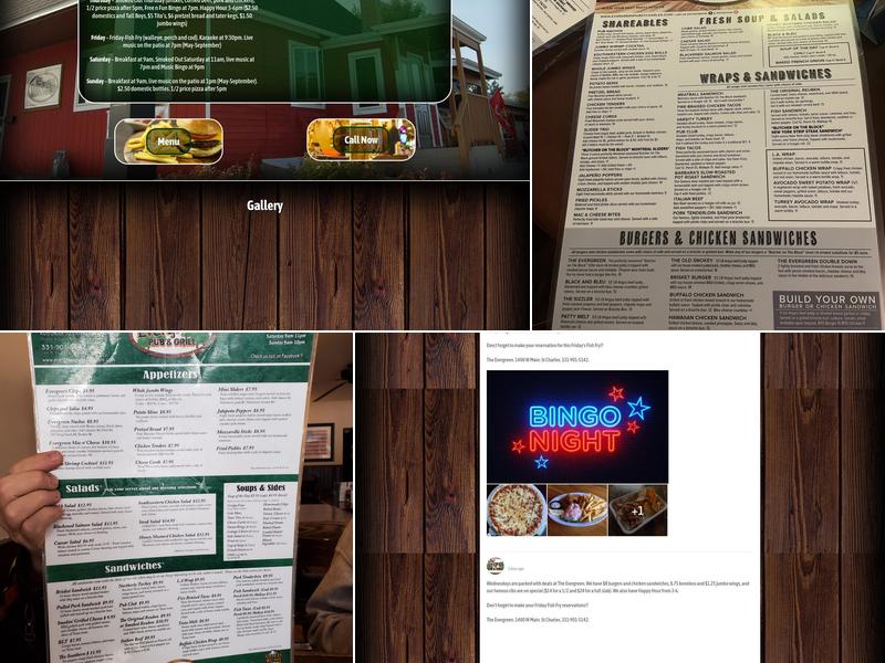 The Evergreen Pub & Grill Menu