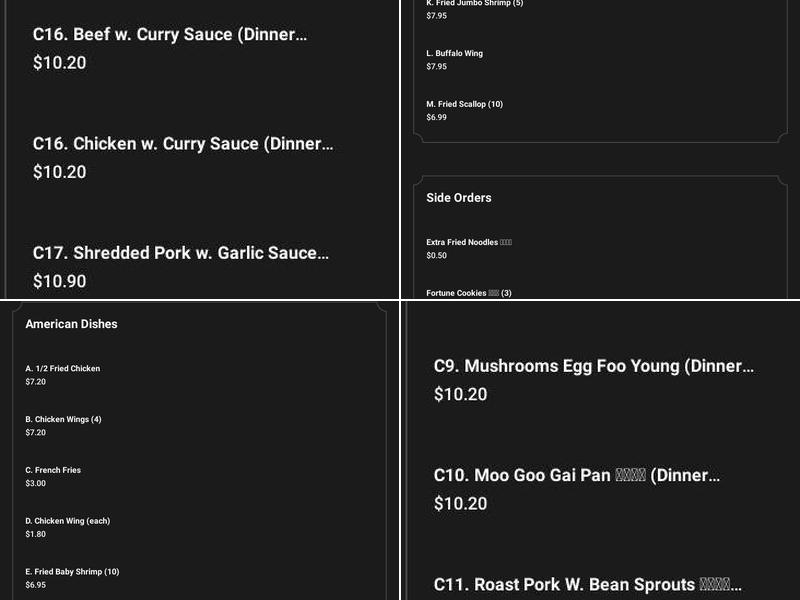 L & T Chinese Kitchen Menu