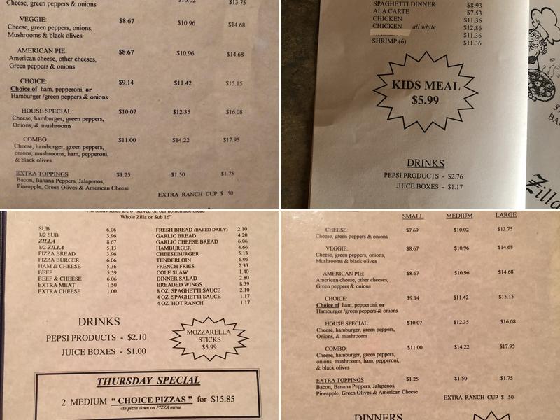 Dave's Pizza Menu