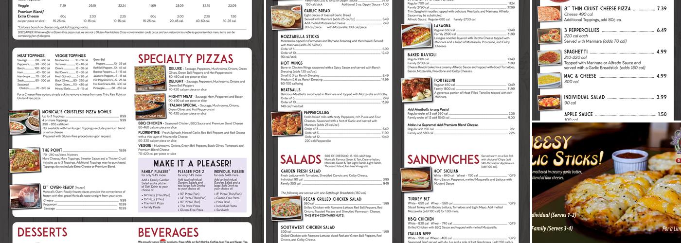 Monical's Pizza Menu