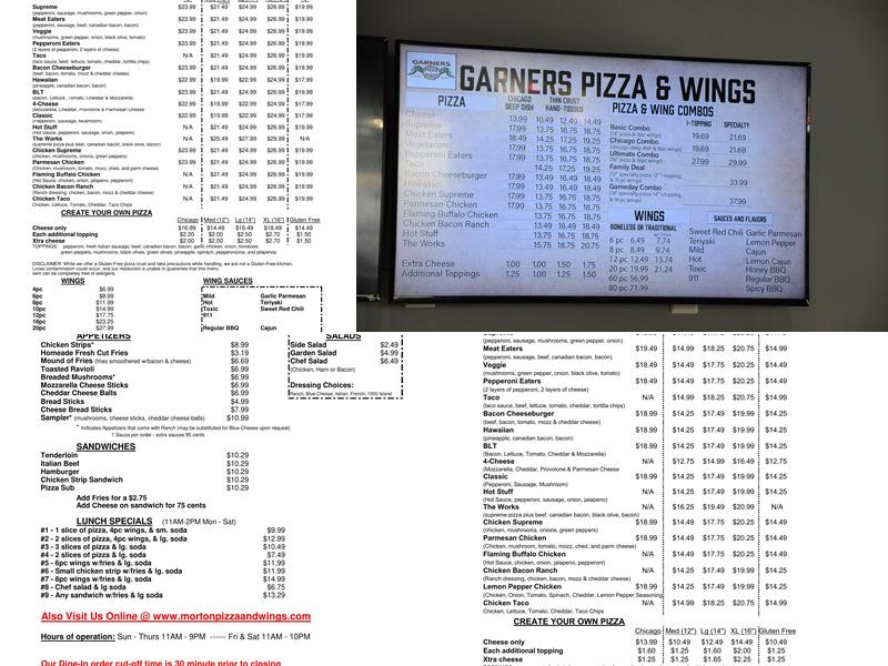 Garner's Pizza & Wings Menu