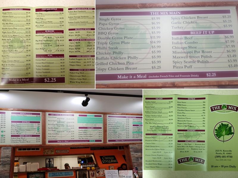 The Mix Sandwich Shop Menu