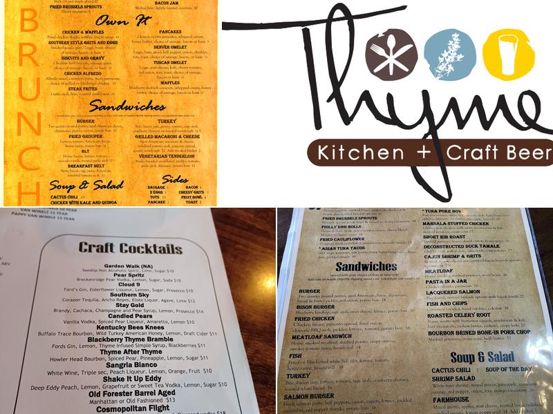 Thyme Kitchen and Craft Beer Menu