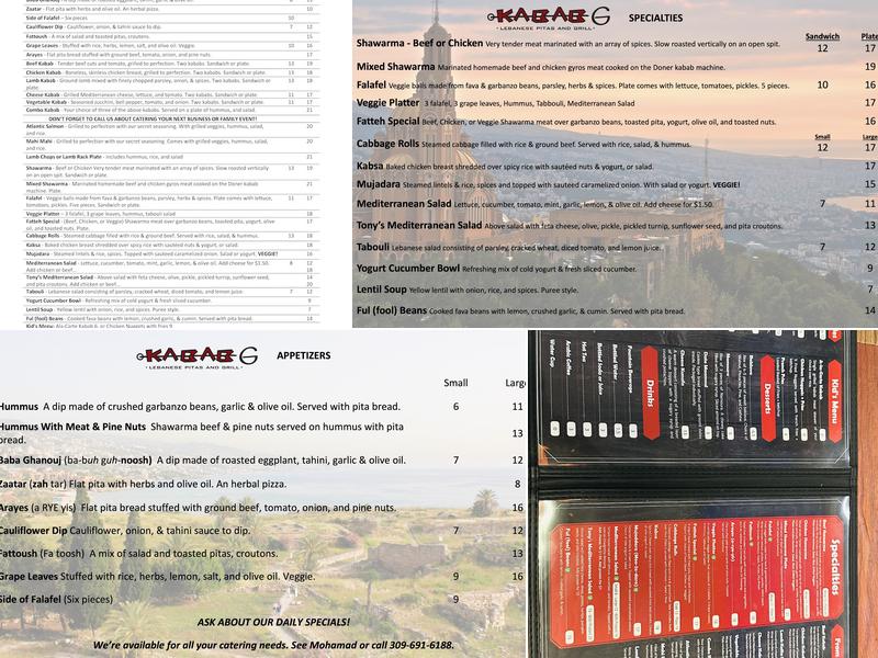 KABAB-G Menu
