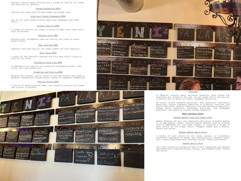 Yeni's Palarte Mexican Ice Cream Menu