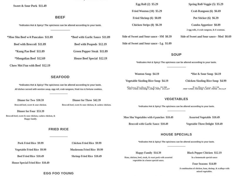 Express Wok Menu