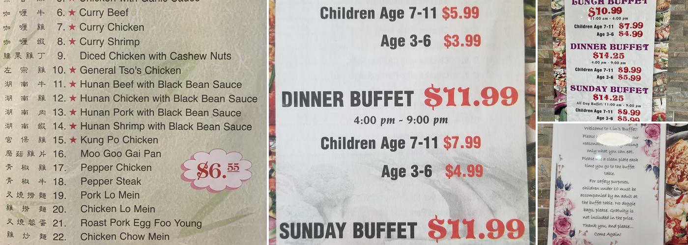 Lin Buffet Menu