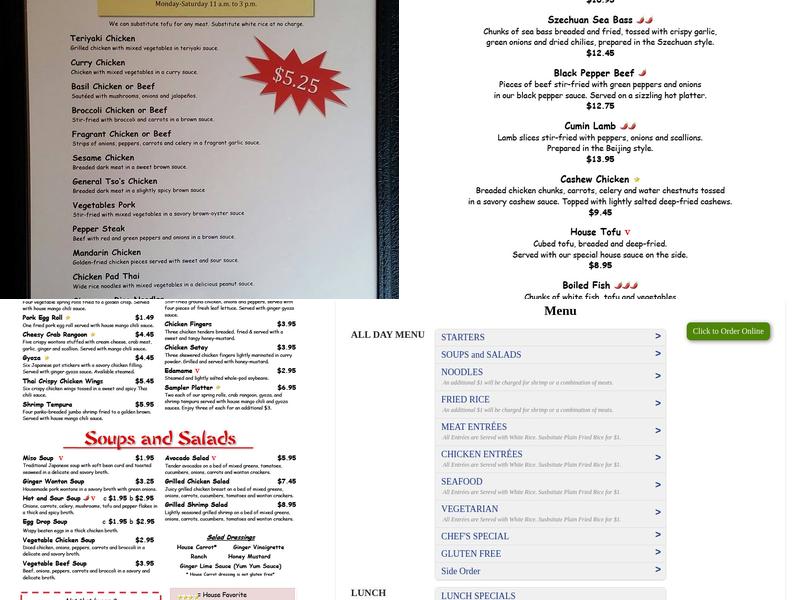 Ginger Asian Bistro Menu
