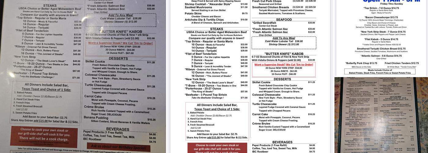 Alexander's Steakhouse Peoria Menu