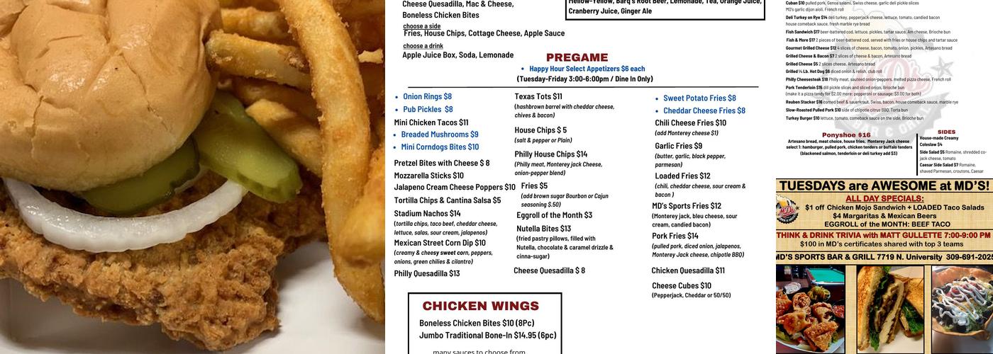 MD's Sports Bar & Grill Menu