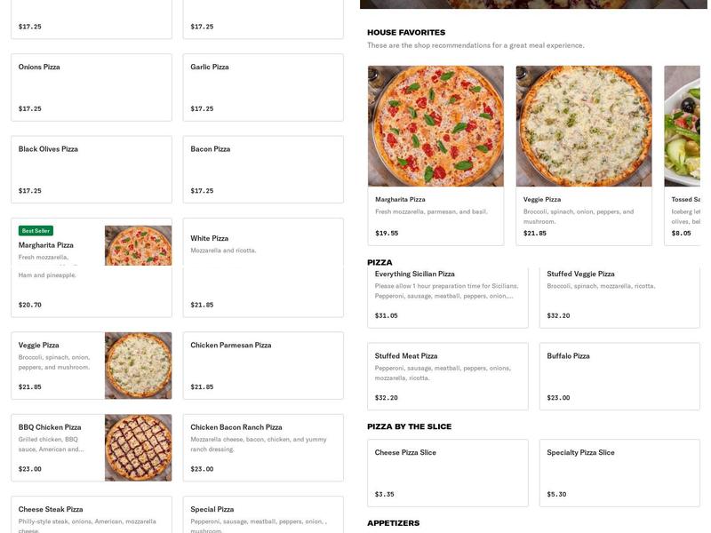 Master Pizza Menu