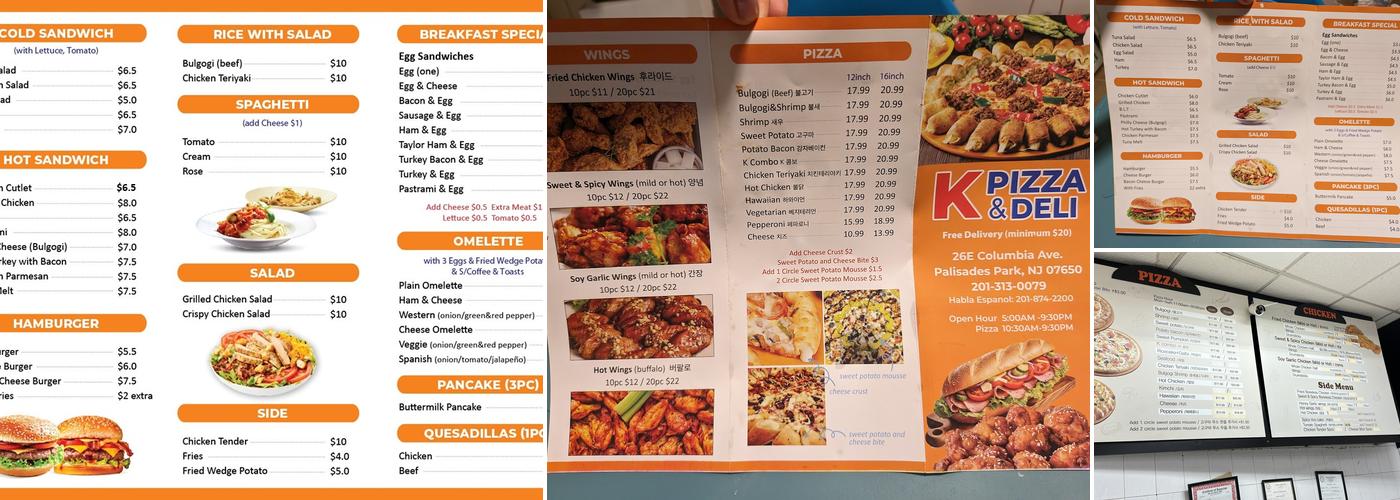 K Pizza Menu