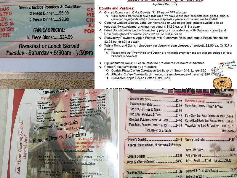 Carl's Bakery & Restaurant Menu