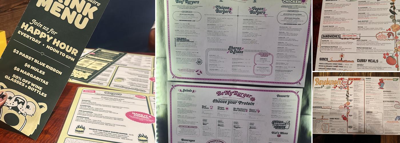 Bareburger Menu