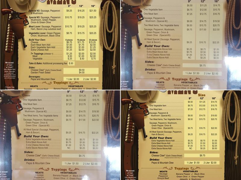 Dillon's Pizza Menu