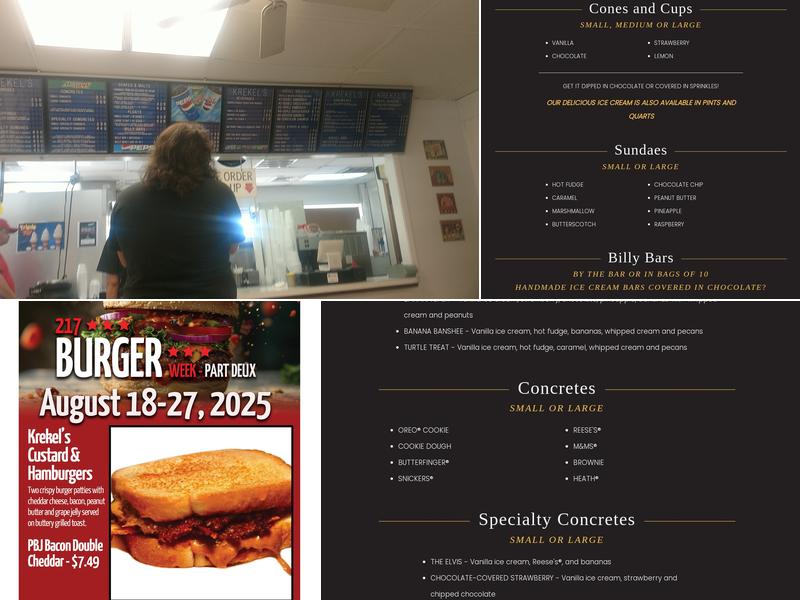 Krekel's Custard & Hamburgers Menu