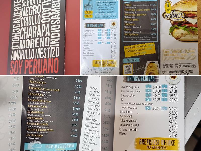 El Mamut Menu