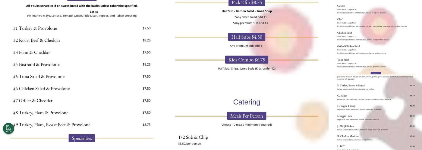 Head West Sub Stop Menu