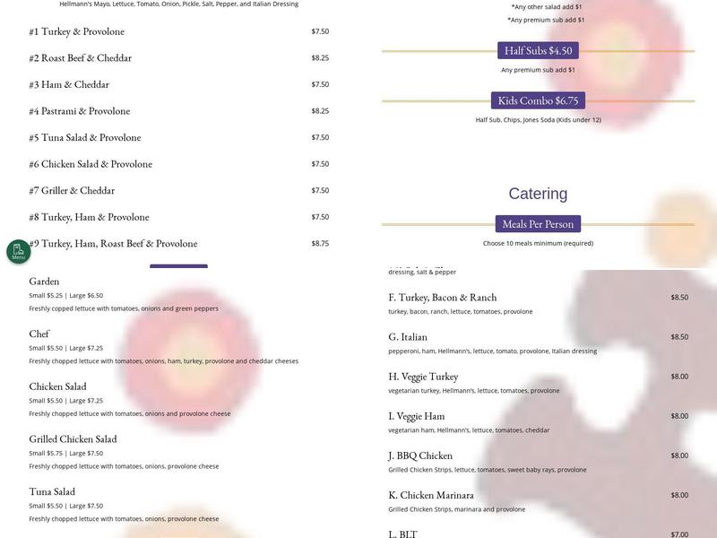 Head West Sub Stop Menu