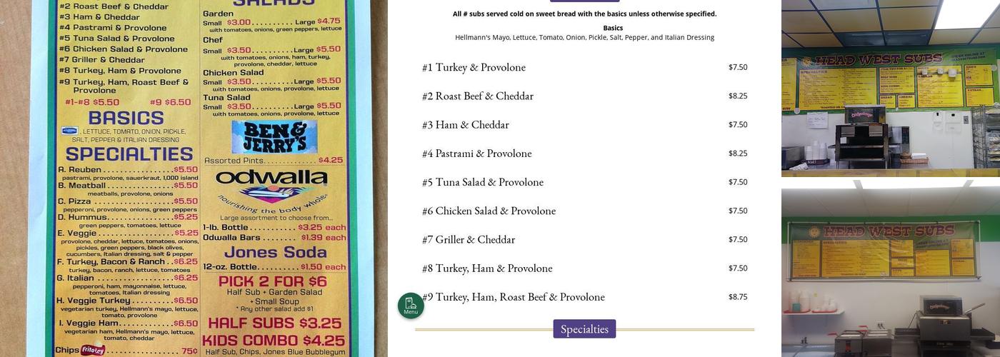 Head West Sub Stop Menu