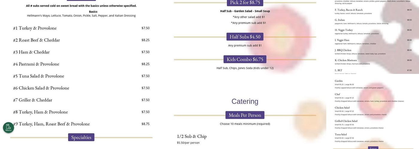 Head West Sub Stop Menu